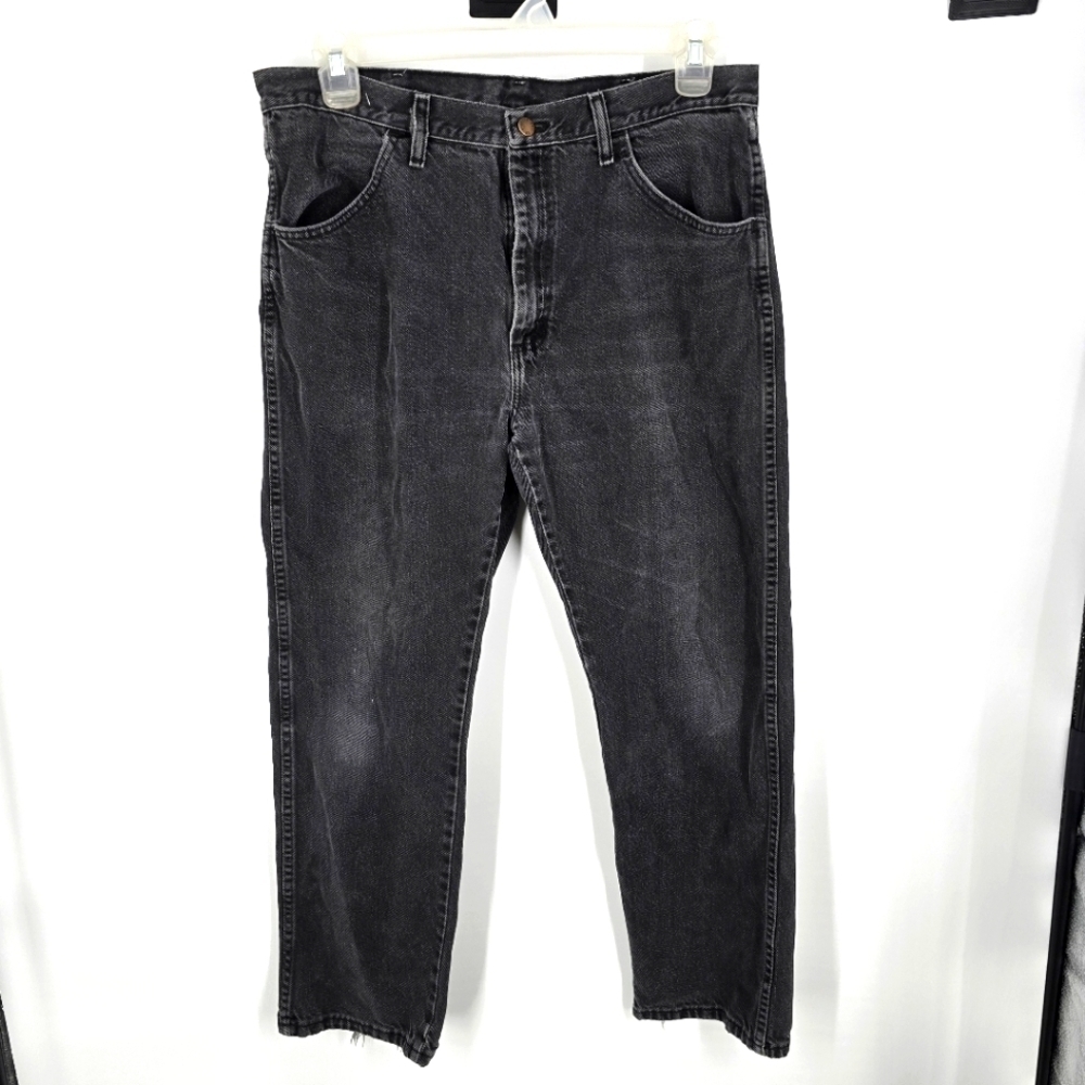 Rustler Jeans Mens 36x30 Regular Fit Straight Leg Black Denim Work W36 L30